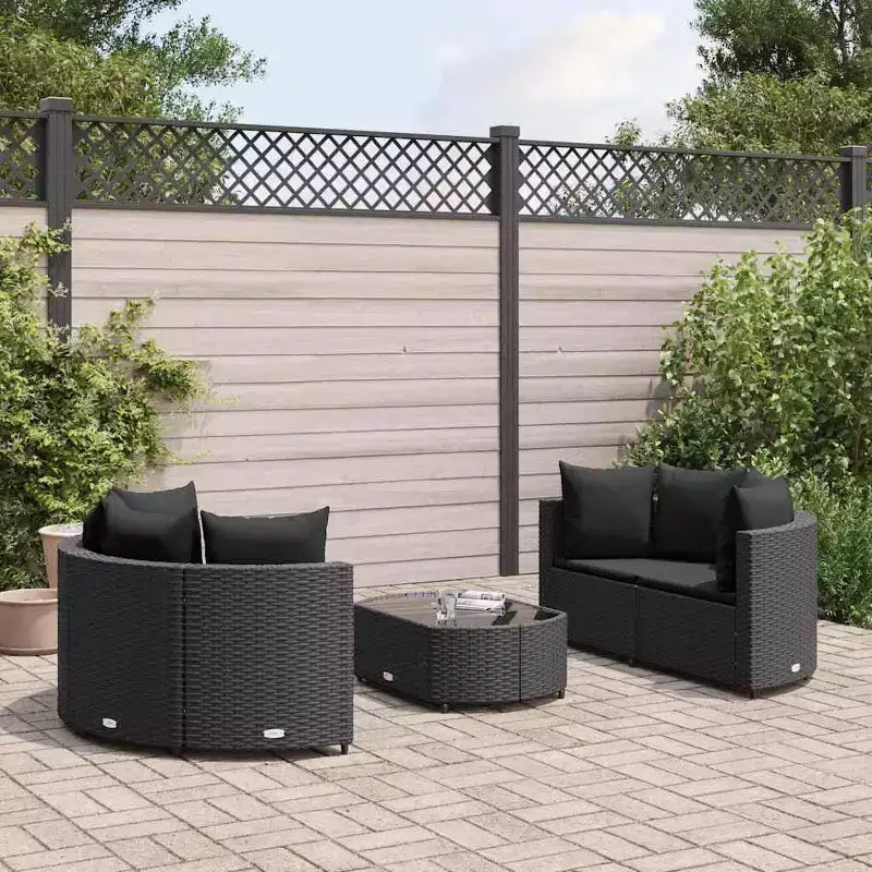 vidaXL Salon de jardin d'angle en rotin avec coussins - Divers coloris
