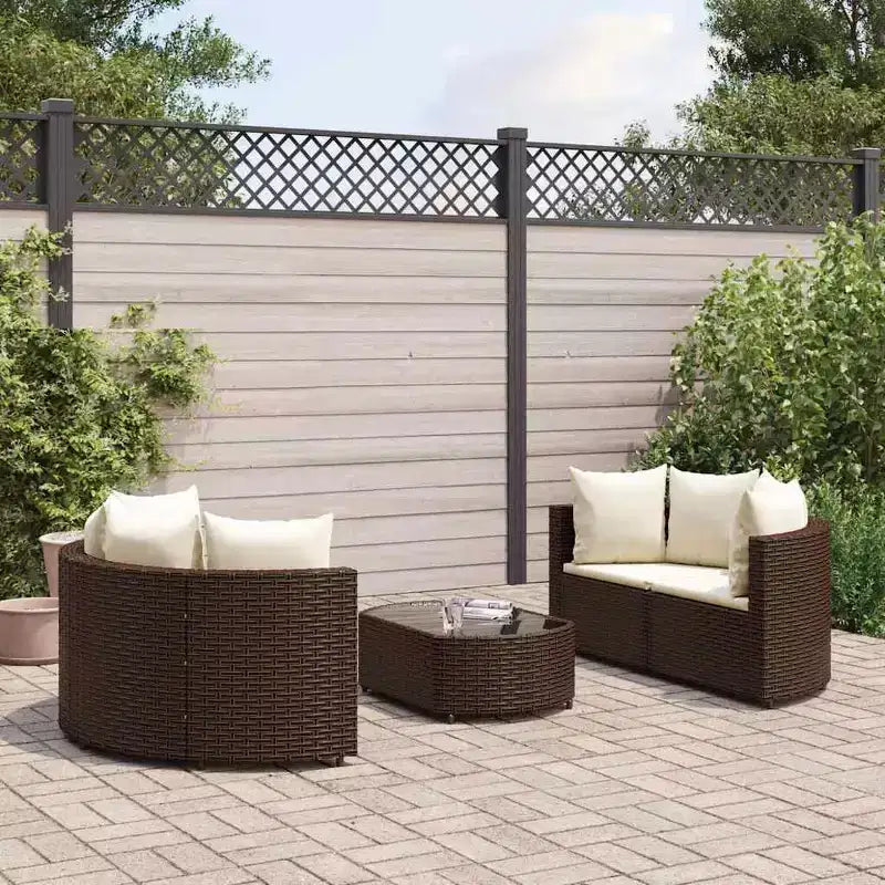 vidaXL Salon de jardin d'angle en rotin avec coussins - Divers coloris