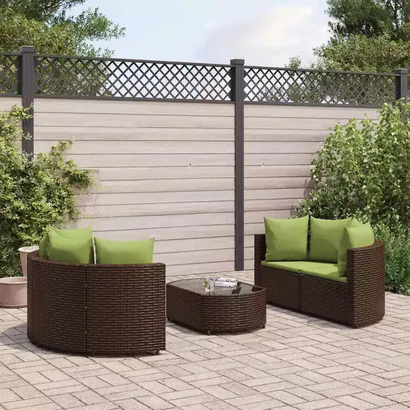 vidaXL Salon de jardin d'angle en rotin avec coussins - Divers coloris