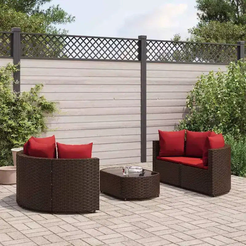 vidaXL Salon de jardin d'angle en rotin avec coussins - Divers coloris