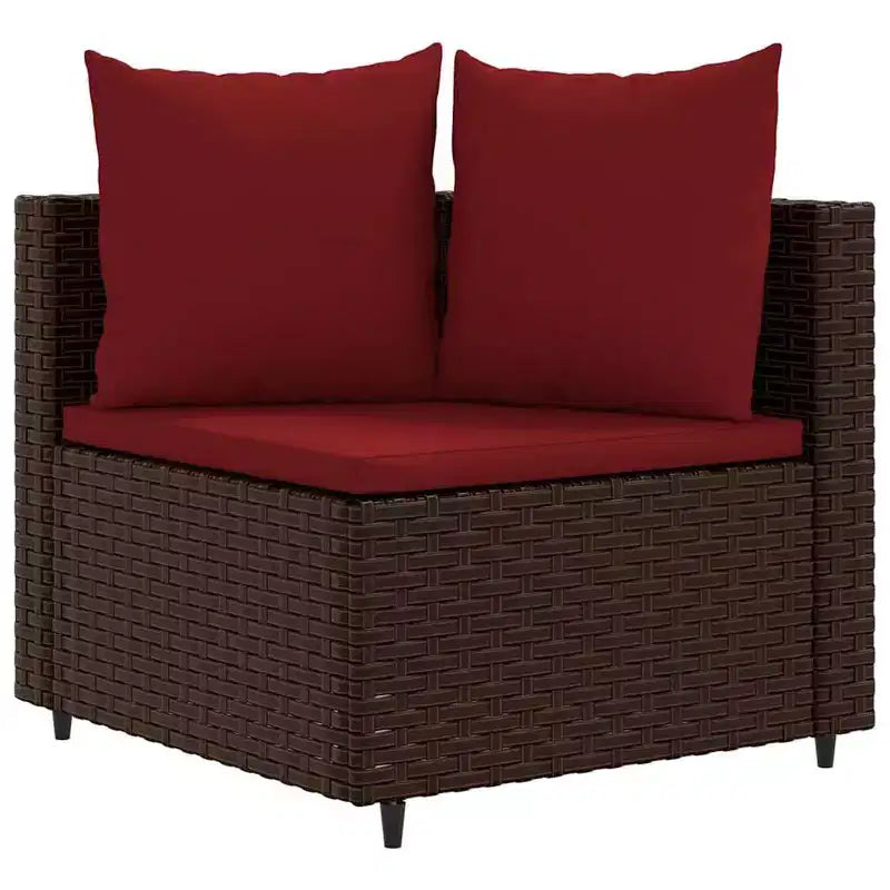 vidaXL Salon de jardin d'angle en rotin avec coussins - Divers coloris