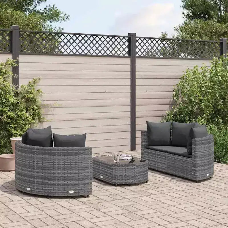vidaXL Salon de jardin d'angle en rotin avec coussins - Divers coloris