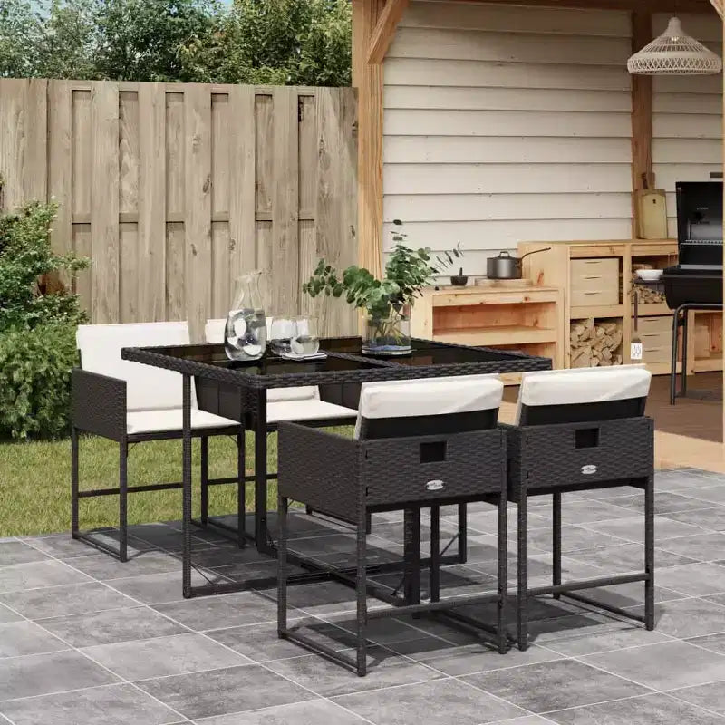 vidaXL Ensemble repas de jardin avec coussins de diverses couleurs et matériaux