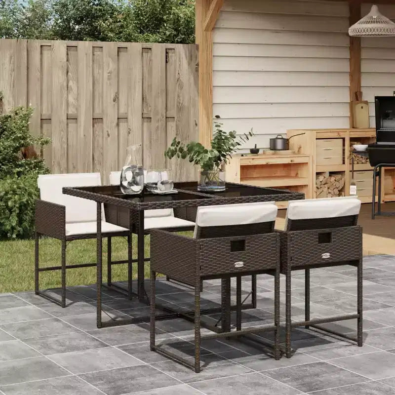 vidaXL Ensemble repas de jardin avec coussins de diverses couleurs et matériaux