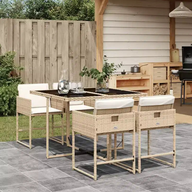 vidaXL Ensemble repas de jardin avec coussins de diverses couleurs et matériaux