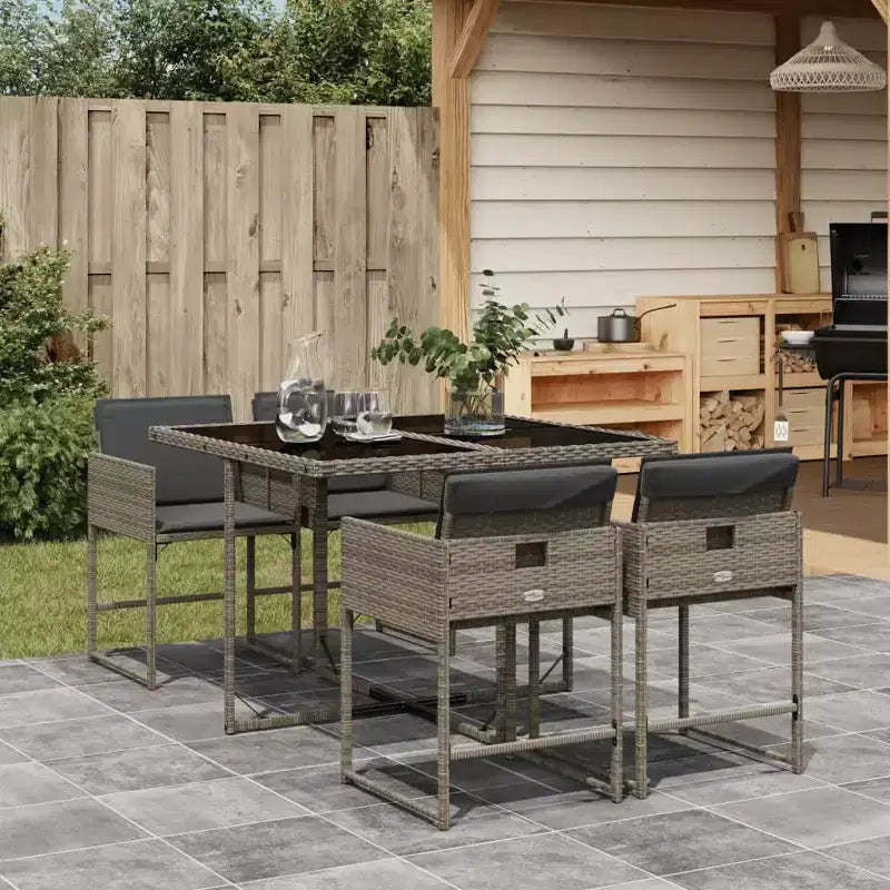 vidaXL Ensemble repas de jardin avec coussins de diverses couleurs et matériaux