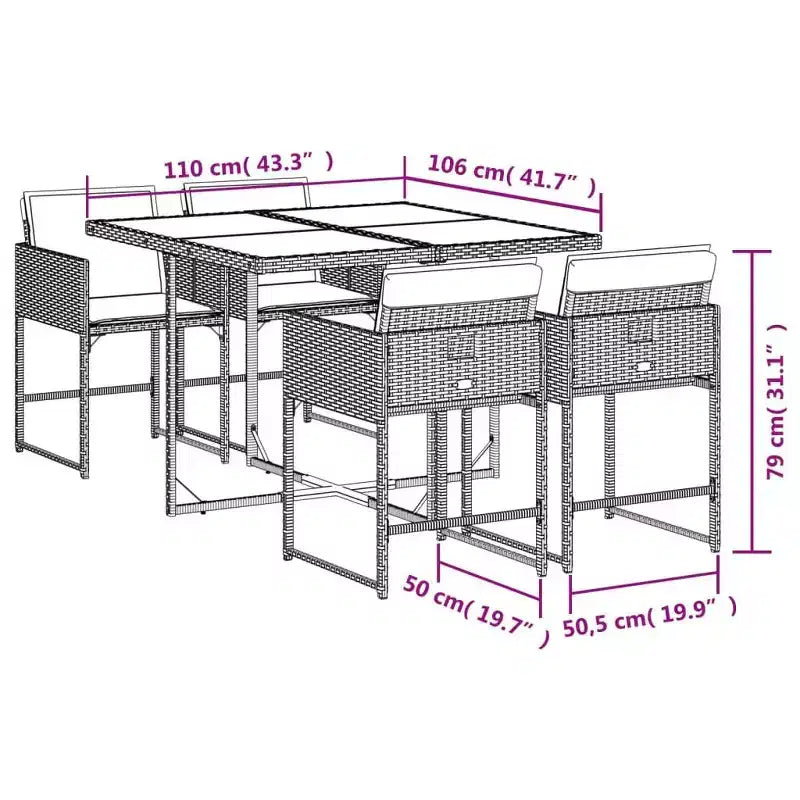 vidaXL Ensemble repas de jardin avec coussins de diverses couleurs et matériaux