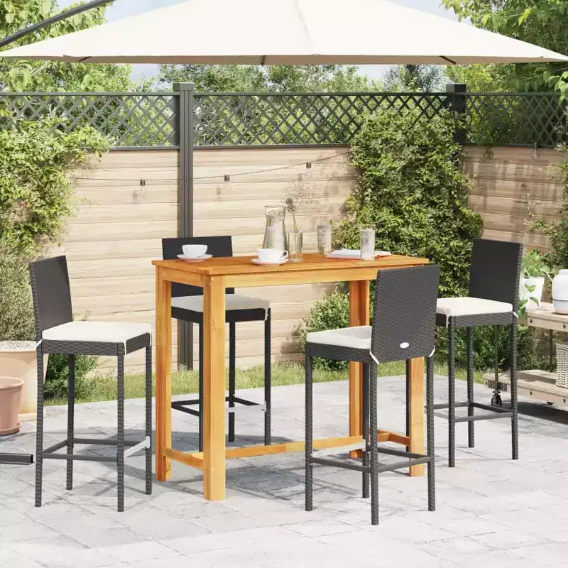 vidaXL Ensemble de bar de jardin - Bois massif et rotin synthétique de diverses couleurs
