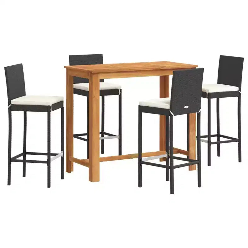 vidaXL Patio Bar Set - Solid Wood & Poly Rattan in Various Colors