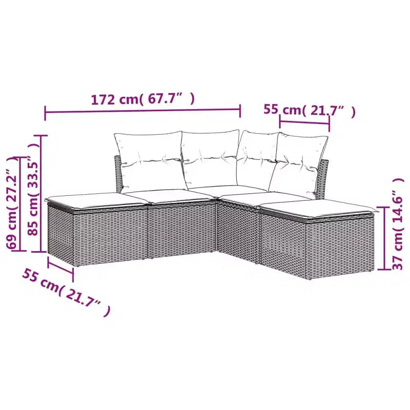 vidaXL Salon de jardin modulable en poly rotin