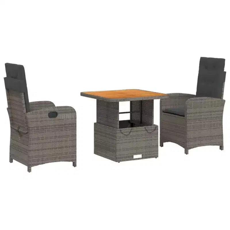vidaXL Patio Dining Set with Cushions - Poly Rattan