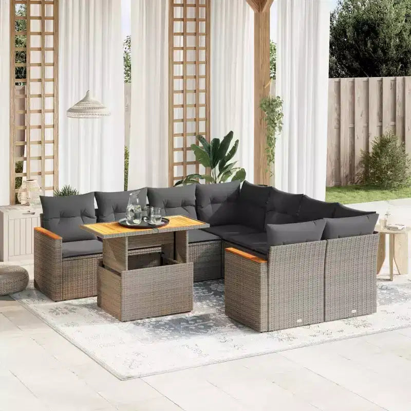 vidaXL Salon de jardin avec coussins de différentes couleurs et options de rangement