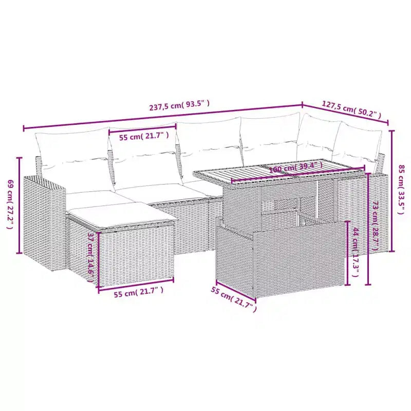 vidaXL Ensemble de canapés de jardin modulaires avec coussins et rangement