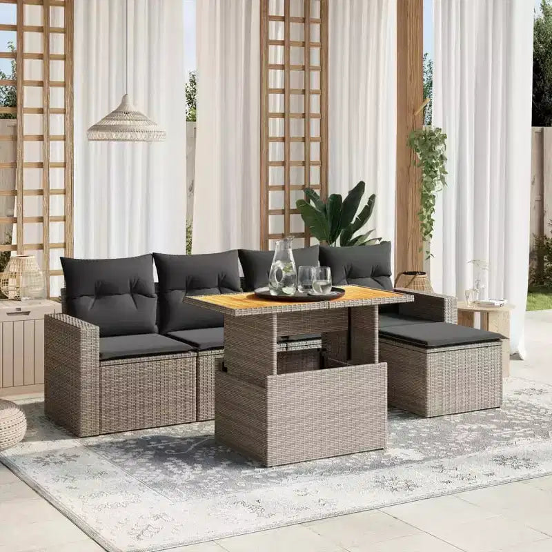 vidaXL Salon de jardin avec coussins - Mobilier d'extérieur moderne en poly rotin