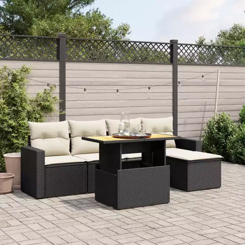 vidaXL Salon de jardin avec coussins - Mobilier d'extérieur moderne en poly rotin