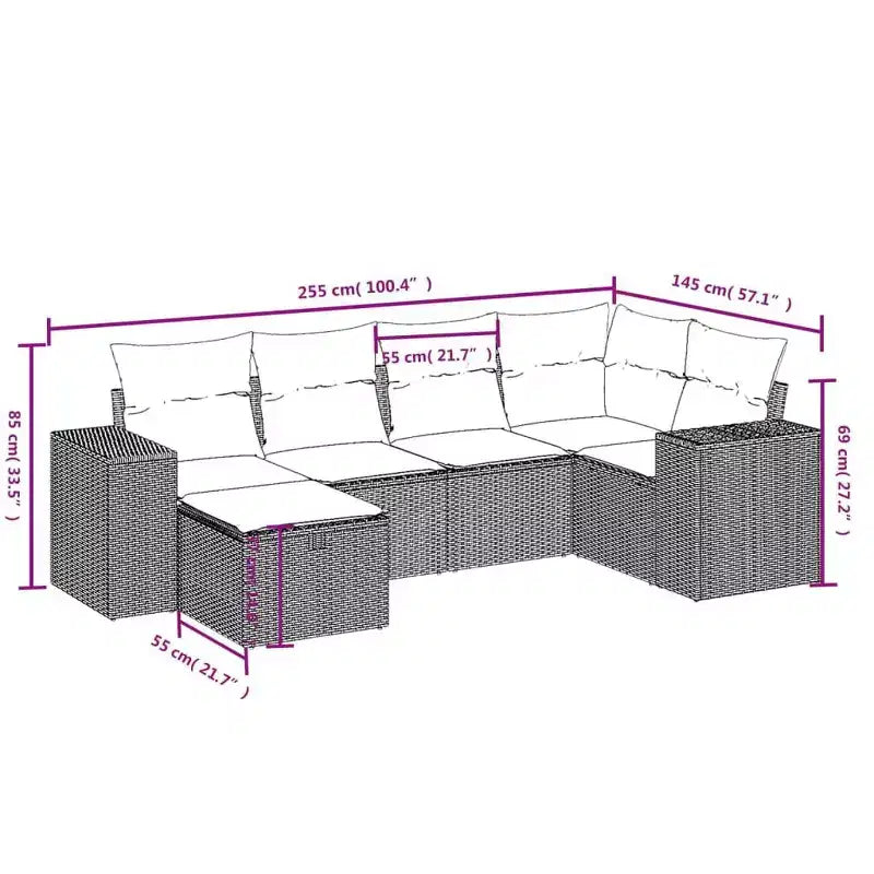vidaXL Salon de jardin modulable avec coussins, diverses couleurs