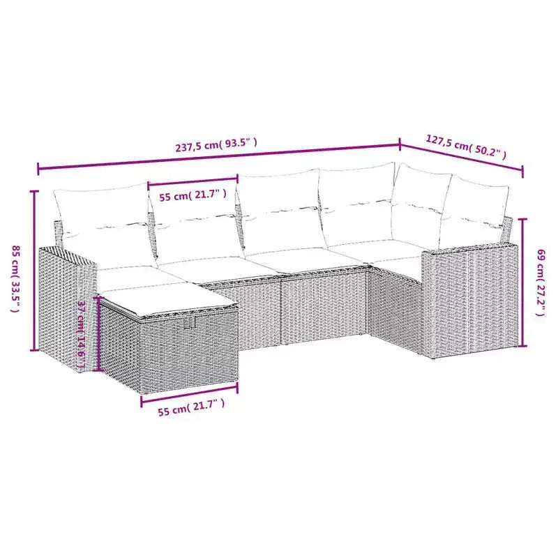vidaXL Ensemble de canapés de patio modernes avec coussins en différentes couleurs