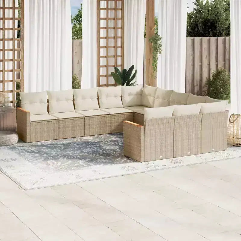 vidaXL Salon de jardin avec coussins – Résine tressée mixte