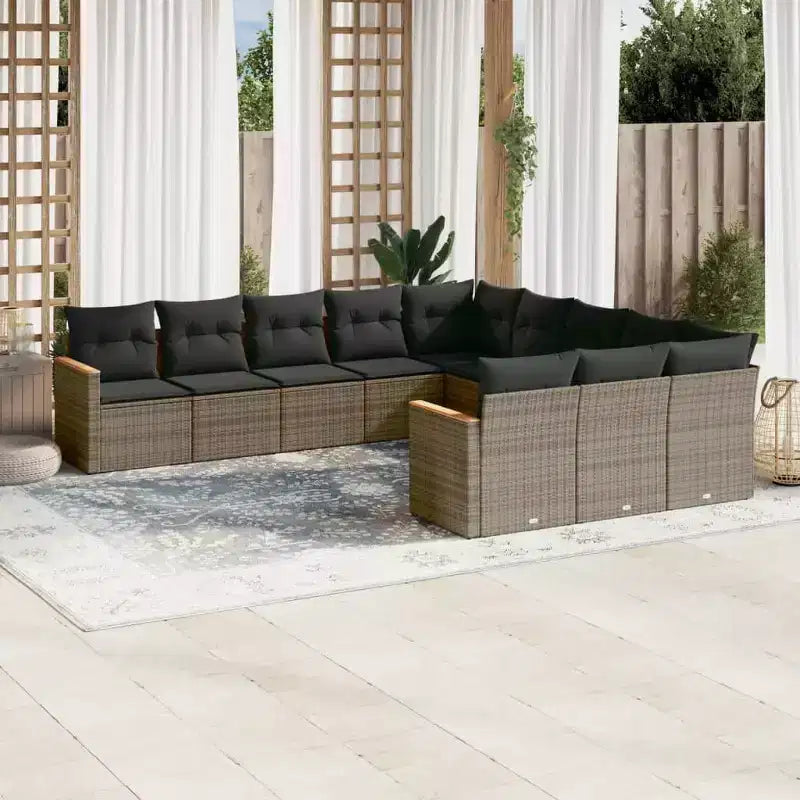 vidaXL Salon de jardin avec coussins – Résine tressée mixte