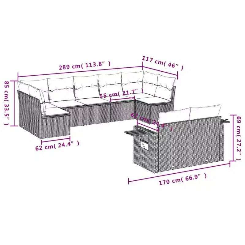 vidaXL Salon de jardin modulable avec coussins -ou Options