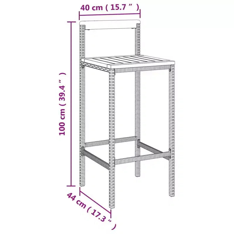 vidaXL Ensemble de bar de patio Tabouret de bar Table de bistrot en poly rotin et bois d'acacia massif