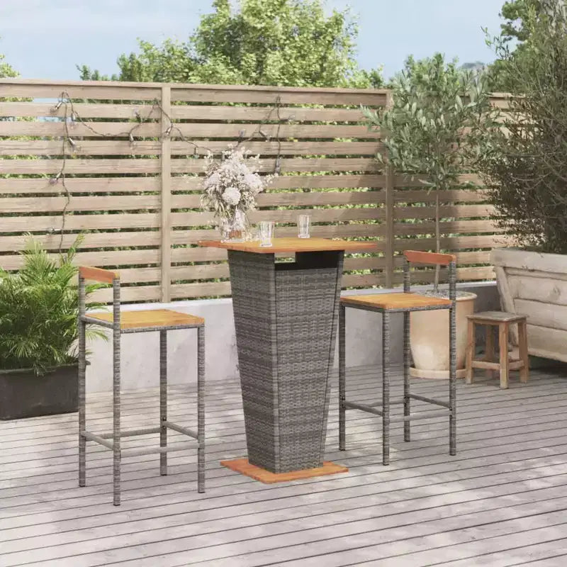 vidaXL Ensemble de bar de patio Tabouret de bar Table de bistrot en poly rotin et bois d'acacia massif
