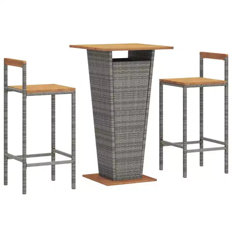 vidaXL Ensemble de bar de patio Tabouret de bar Table de bistrot en poly rotin et bois d'acacia massif