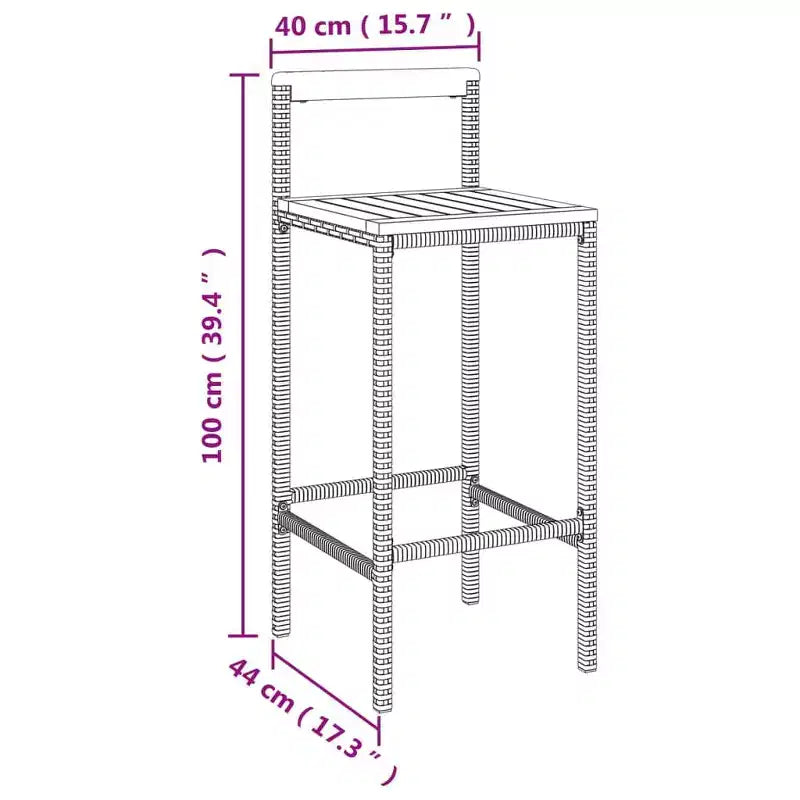 vidaXL Ensemble de bar de patio Tabouret de bar Table de bistrot en poly rotin et bois d'acacia massif