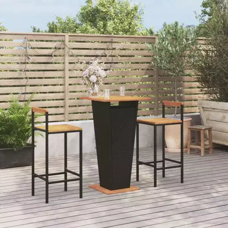 vidaXL Ensemble de bar de patio Tabouret de bar Table de bistrot en poly rotin et bois d'acacia massif