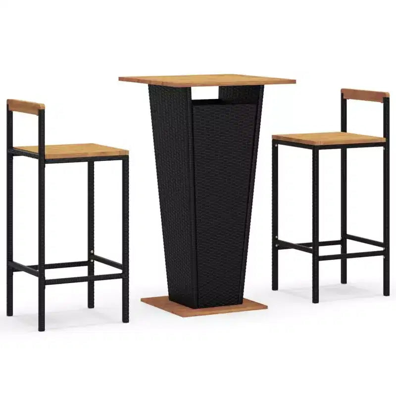 vidaXL Patio Bar Set Bar Stool Bistro Table Poly Rattan and Solid Wood Acacia