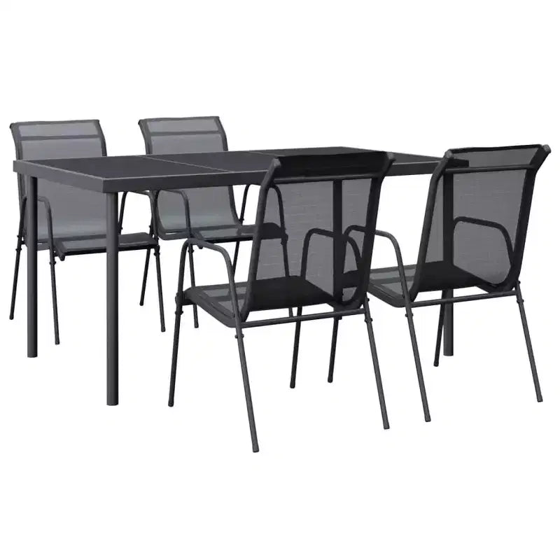 vidaXL Patio Dining Set Outdoor Table and Chair Steel and Textilene