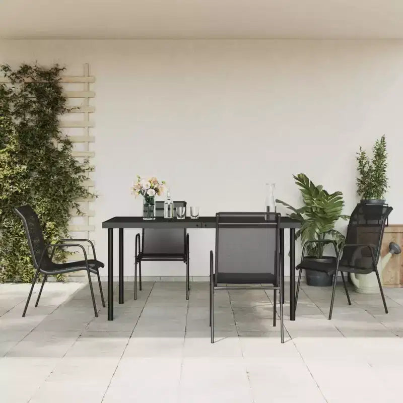 vidaXL Ensemble de salle à manger d'extérieur table et chaises en acier et textilène