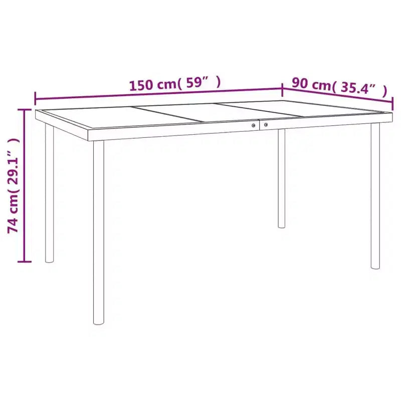vidaXL Ensemble de salle à manger d'extérieur table et chaises en acier et textilène