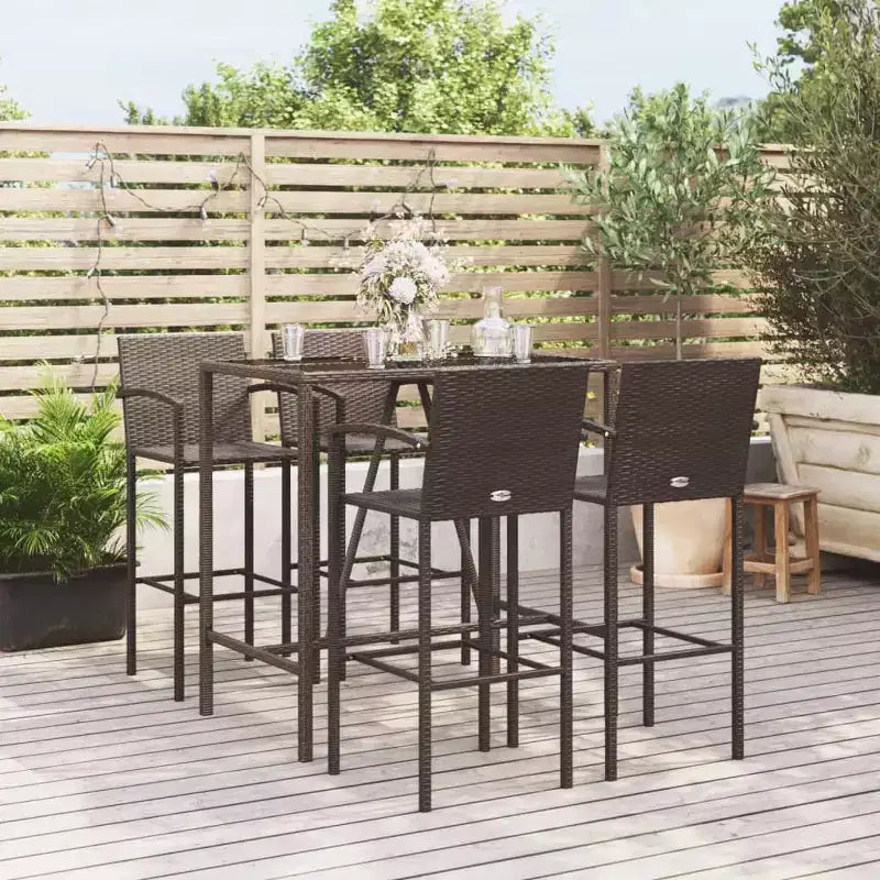 vidaXL Salon de jardin de bar tendance avec rotin et verre
