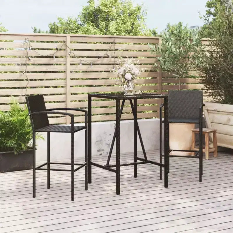 vidaXL Salon de jardin de bar tendance avec rotin et verre