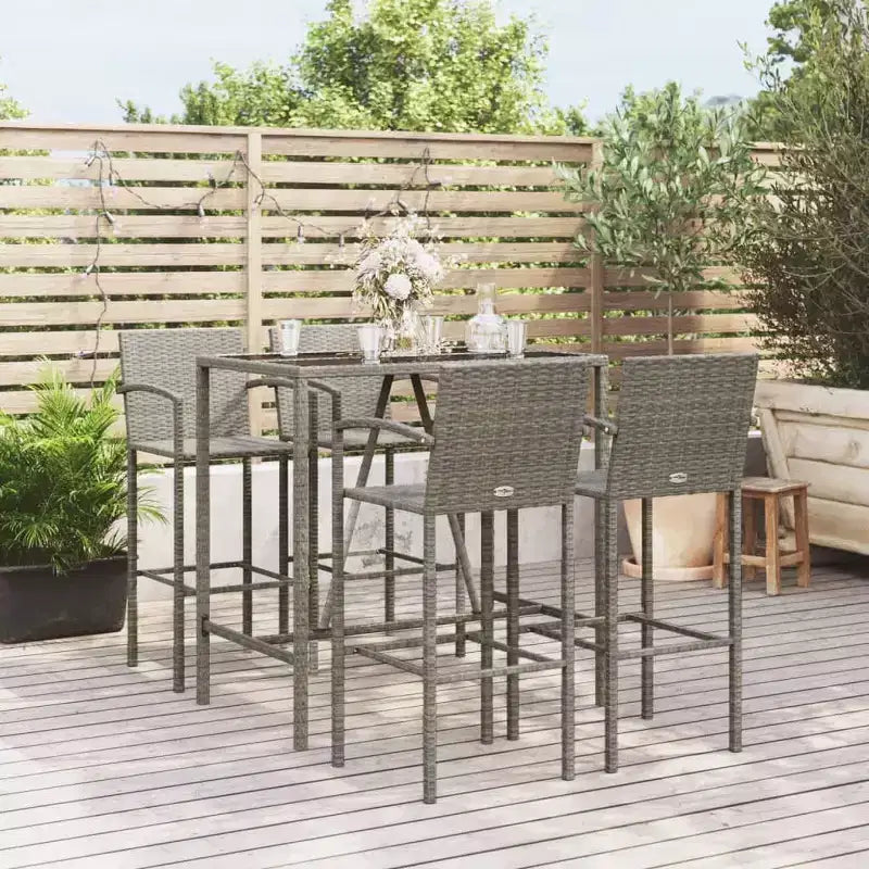 vidaXL Salon de jardin de bar tendance avec rotin et verre