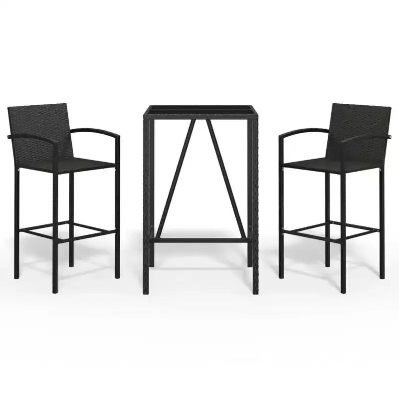 vidaXL Trendy Garden Bar Set with Rattan and Glass