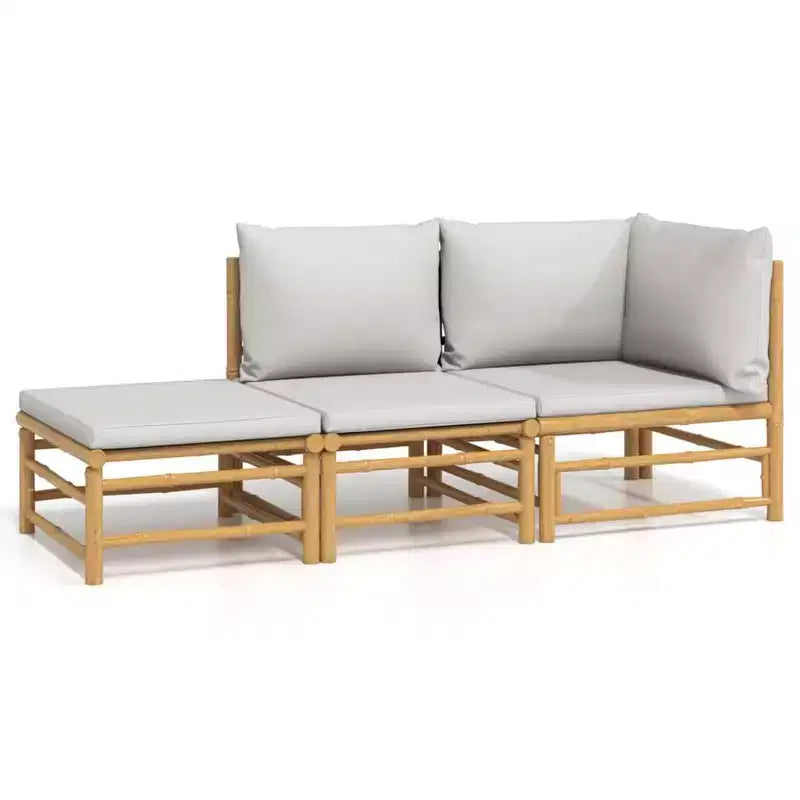 vidaXL Garden Lounge Set, Bamboo Bamboo, Fabric (100% polyester)
