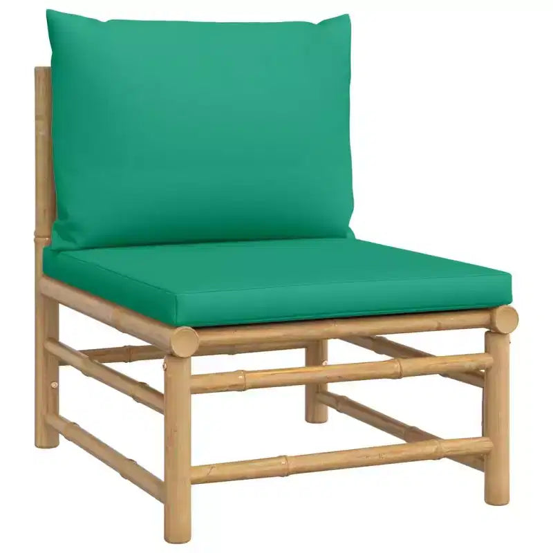 vidaXL Salon de jardin, Bambou Bambou, Tissu (100 % polyester)
