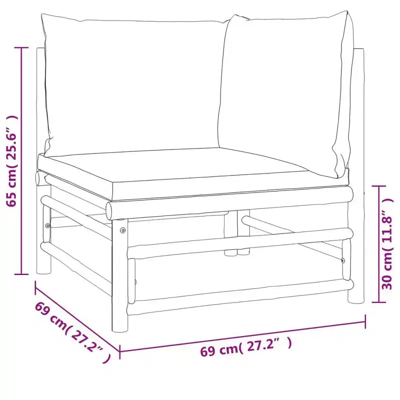 vidaXL Salon de jardin, Bambou Bambou, Tissu (100 % polyester)
