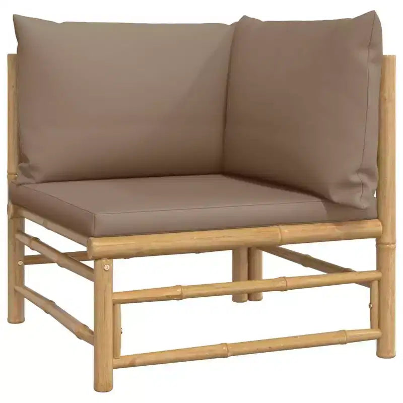 vidaXL Salon de jardin, Bambou Bambou, Tissu (100 % polyester)