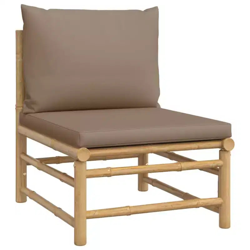 vidaXL Salon de jardin, Bambou Bambou, Tissu (100 % polyester)