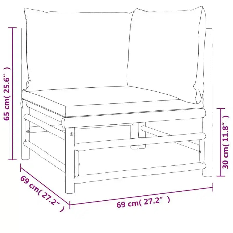 vidaXL Salon de jardin, Bambou Bambou, Tissu (100 % polyester)