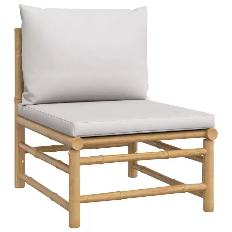 vidaXL Salon de jardin, Bambou Bambou, Tissu (100 % polyester)