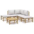 vidaXL Salon de jardin, Bambou Bambou, Tissu (100 % polyester)