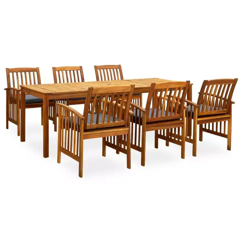 vidaXL Solid Wood Acacia Dining Set & Cushions/Dark 7/9 Piece
