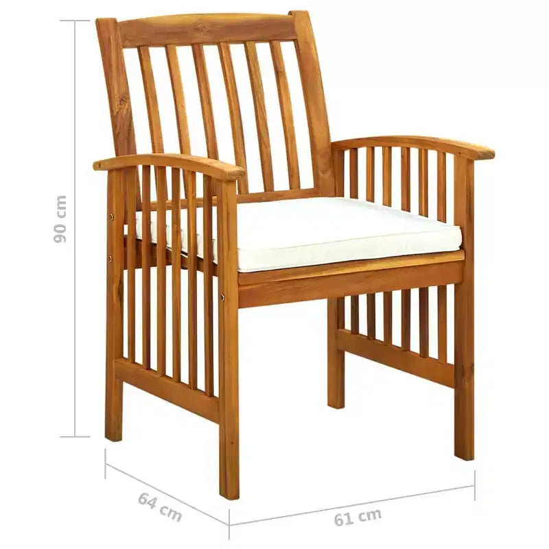 vidaXL Ensemble de salle à manger en bois d'acacia massif et coussins/foncé 7/9 pièces