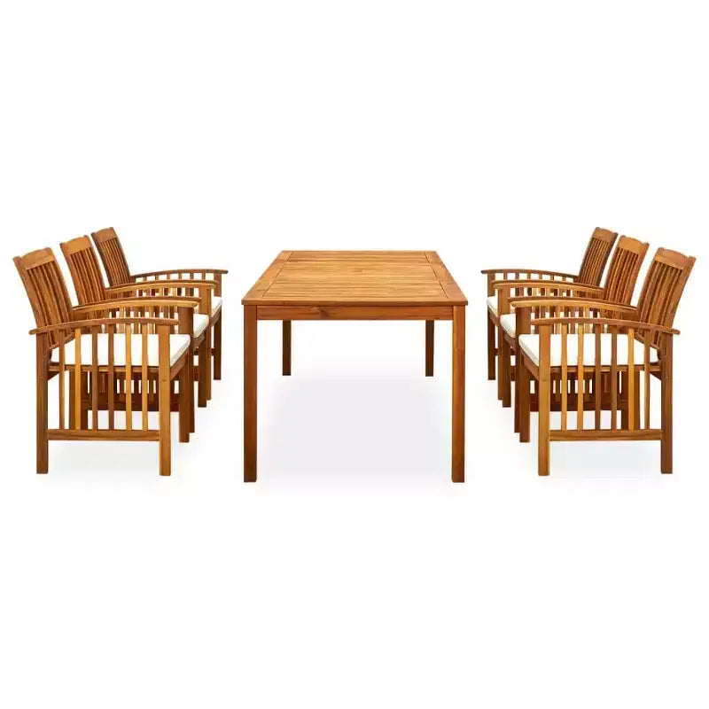 vidaXL Ensemble de salle à manger en bois d'acacia massif et coussins/foncé 7/9 pièces