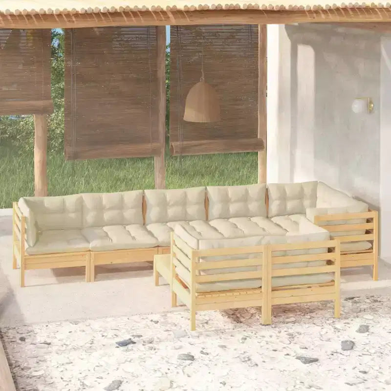 vidaXL Salon de jardin avec coussins – Pin massif