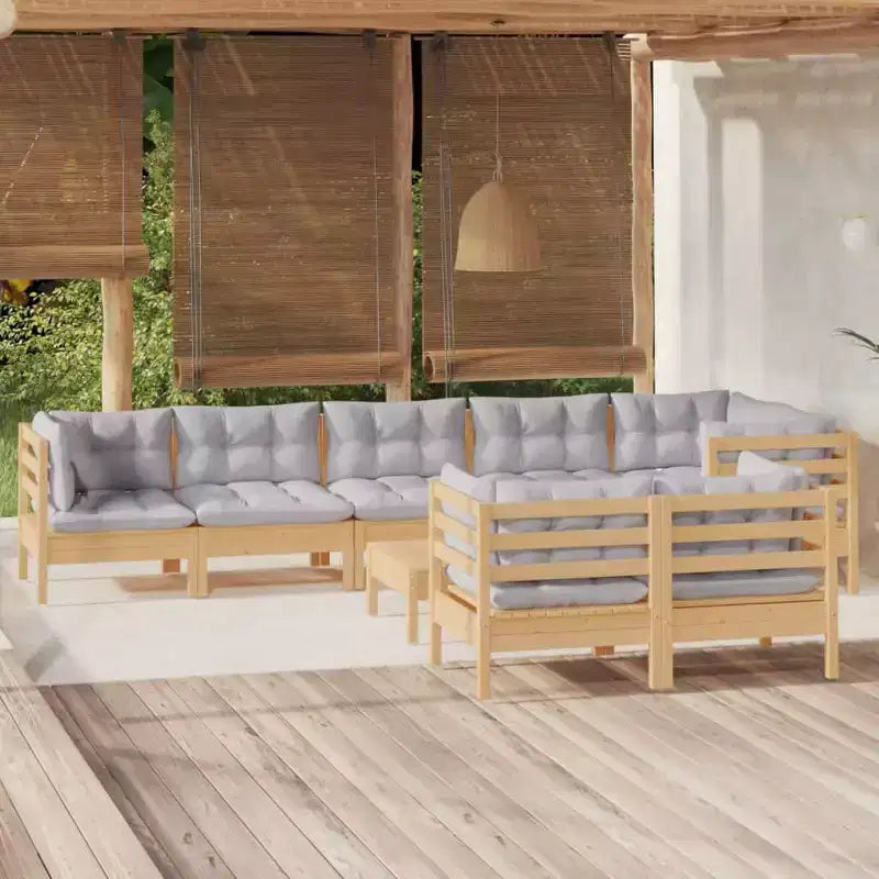 vidaXL Salon de jardin avec coussins – Pin massif
